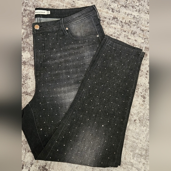 Rebecca Minkoff Denim - RM Rebecca Minkoff Crystal Studded Black Jeans, Size 18W